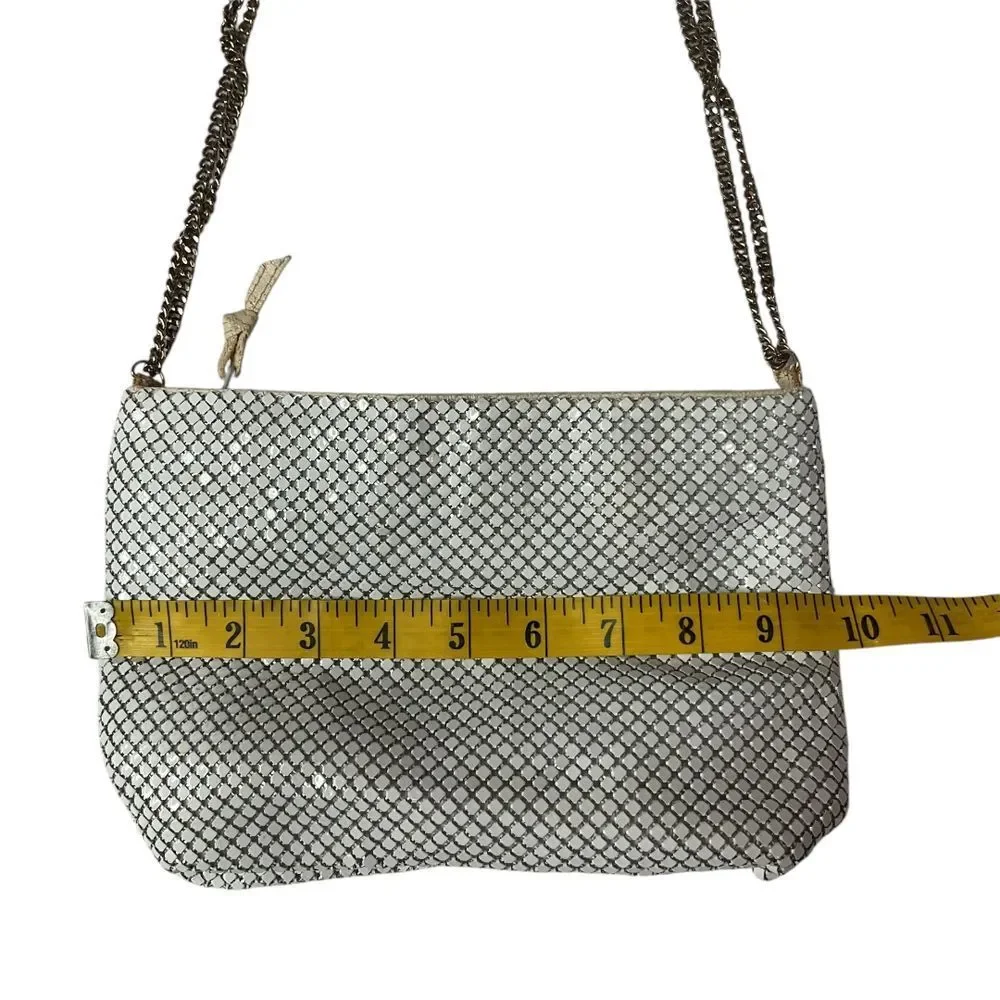 Vintage Whiting and Davis Metallic Metal Mesh Evening Bag Purse Gold Chain Strap